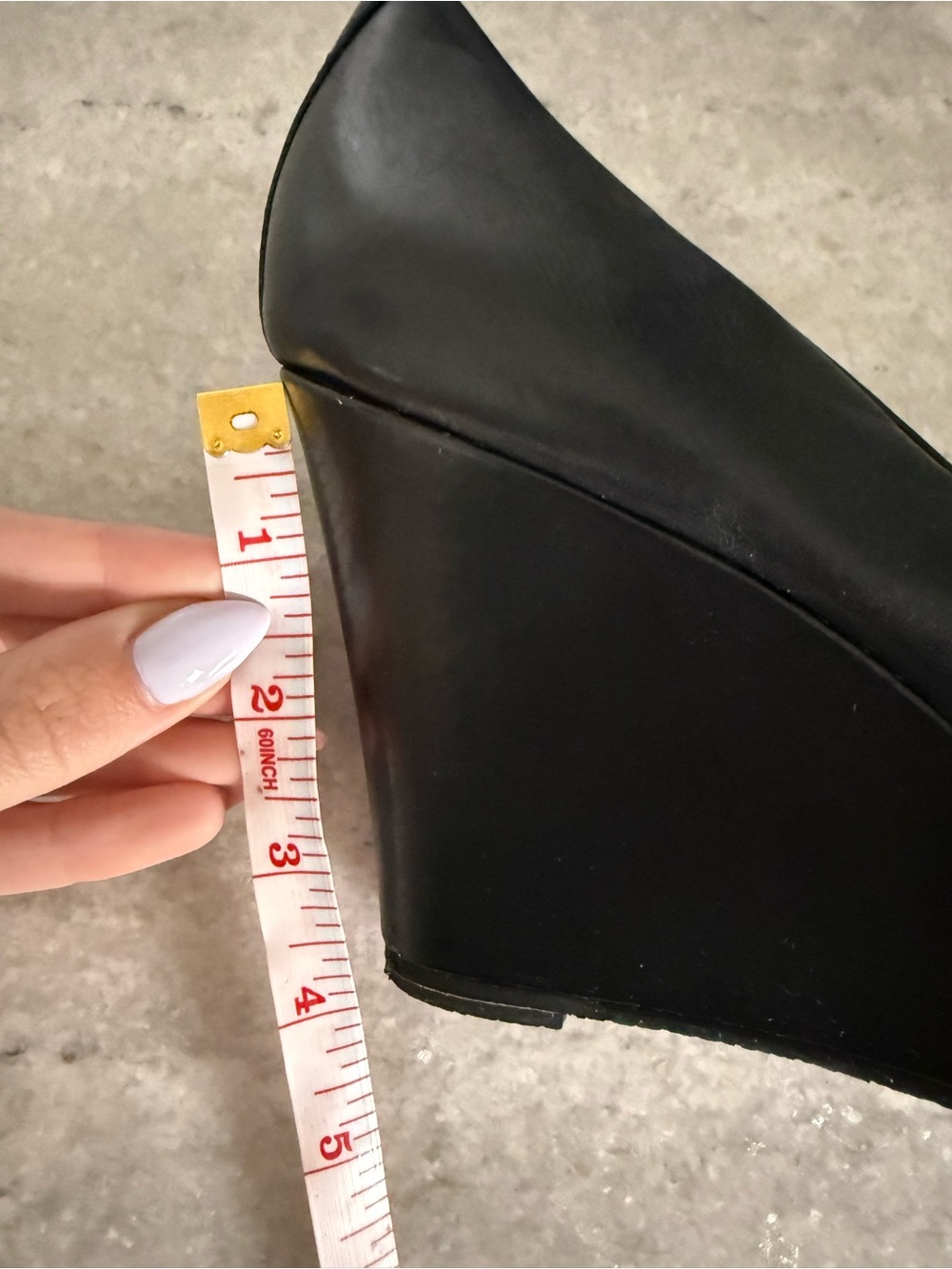 Aldo Black Leather Platform Wedge Heels - Picture 7 of 7